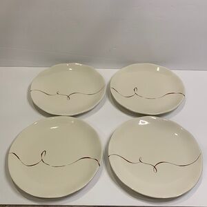 Starbucks Coffee Cream 8” dessert salad plates 2004 set of 4
